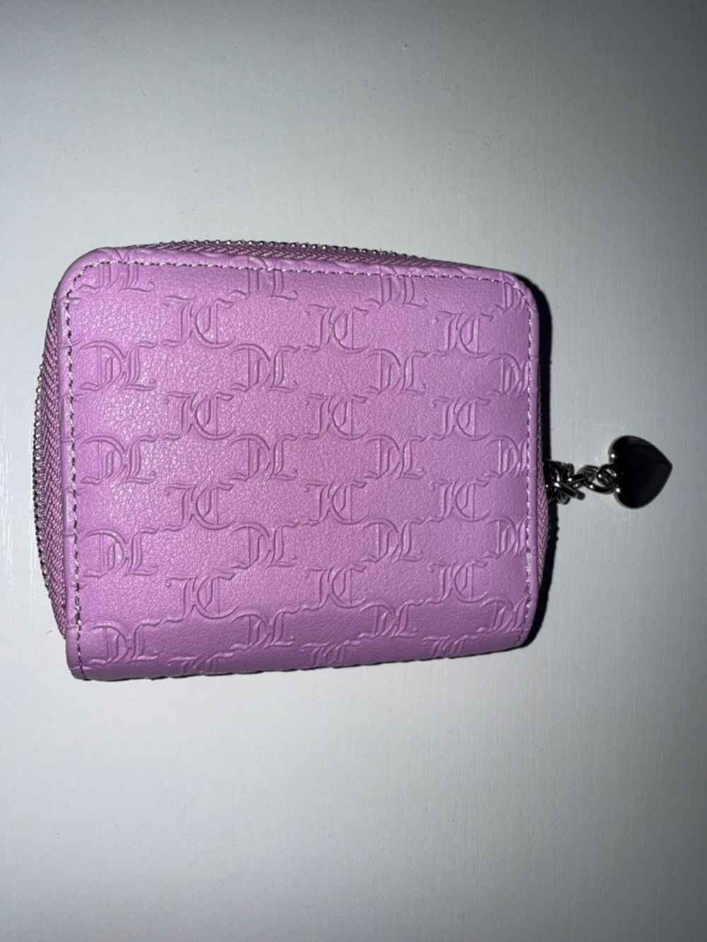 Juicy Couture Lavender Embossed Zip Wallet with Crystal JC Accent - Picture 2 of 5